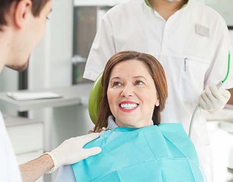 Smiling woman in dental chair