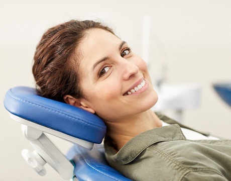 Woman smiling in dental chair