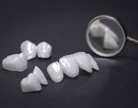 Porcelain veneers and dental restorations prior to placement