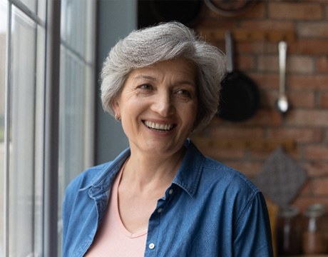 Woman smiling with dentures