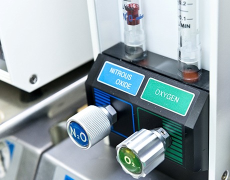 nitrous oxide machine in a dental office