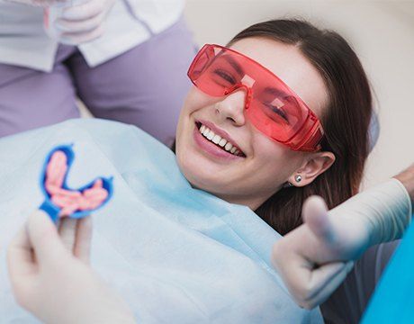 Patient receiving fluoride treatment