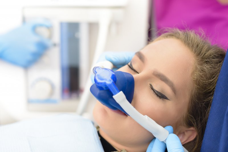 Woman getting nitrous oxide sedation