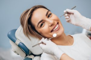 a patient visiting their dentist for preventive care