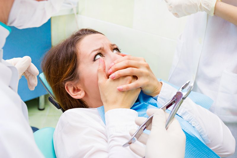 patient afraid at the dentist’s office