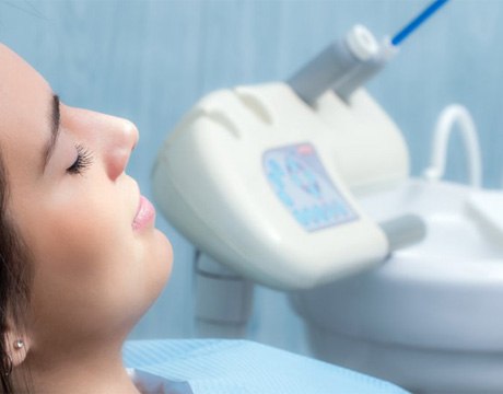 Closeup of woman relaxing with oral conscious sedation in Gainesville  